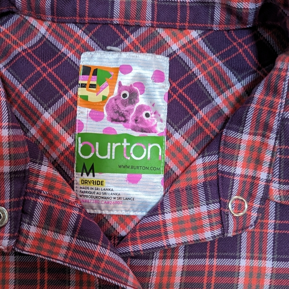 Burton Medium Dryride Snowboarding Blitz Flannel Layer Pink Purple with Pockets - Picture 7 of 8